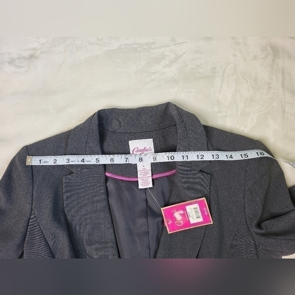 CANDIES Blazer. Ladies Size Large. Dark Grey. Built in Shoulder Pads - Picture 8 of 10